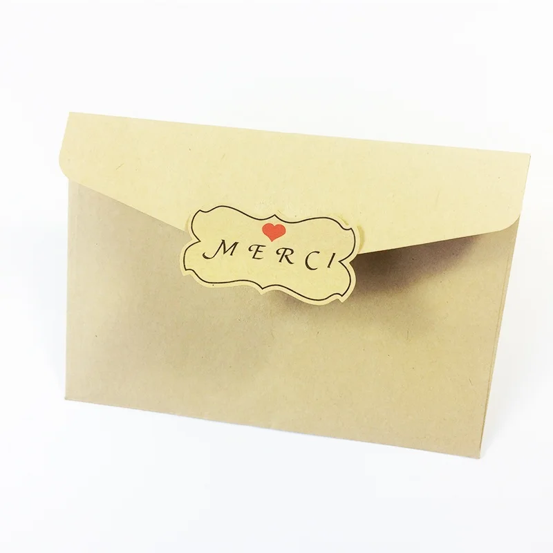 800 Pcs/lot MERCI With Red Heart Kraft Paper Sealing Sticker Labels For DIY Gift Wedding Party Favors Decoration Wholesale|lot lot|lot diymerci