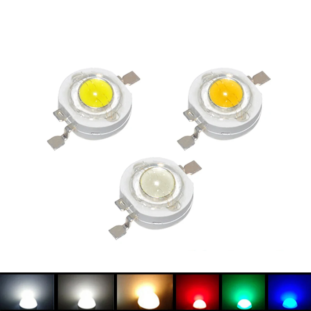 

10pcs 1W 3W High Power LED bulbs Light-Emitting Diode LEDs Chip Warm White Red Green Blue Yellow Spot Light Downlight Lamp Bulb