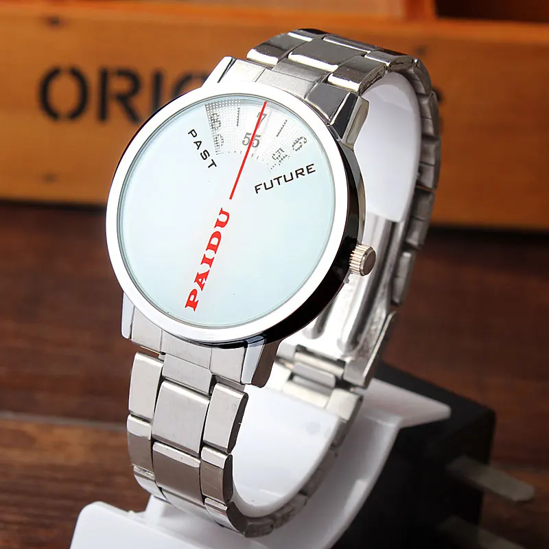 

Paidu Simple Design White Quartz Stainless Steel Band Wrist Watch Mens Boy Digital Turntable Dial Digital Gift Wristwatches