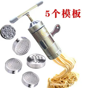 

Italian pasta machine stainless steel noodle machine by hand 5 moulds creative manual household pressure machine hand wholesale
