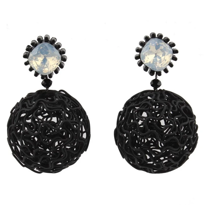 

Big Bead Ball Pendant Iron Wire Net Resin Crystal Drop Earrings for Women Florate Brand Fashion New Dangle Statement Earrings