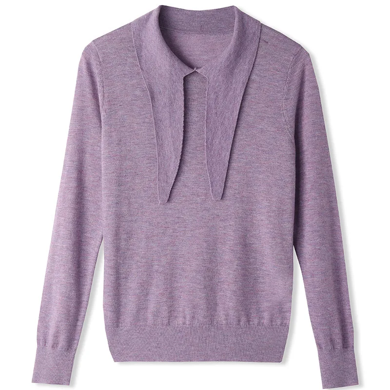 Women's pullover sweater 2018 autumn and winterl Bow solid color rendering unlined upper sweater for women 18079