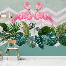 Beibehang Классическая личность шелковая ткань обои скандинавские минималистичные тропические растения Фламинго ТВ диван фон 3d обои
