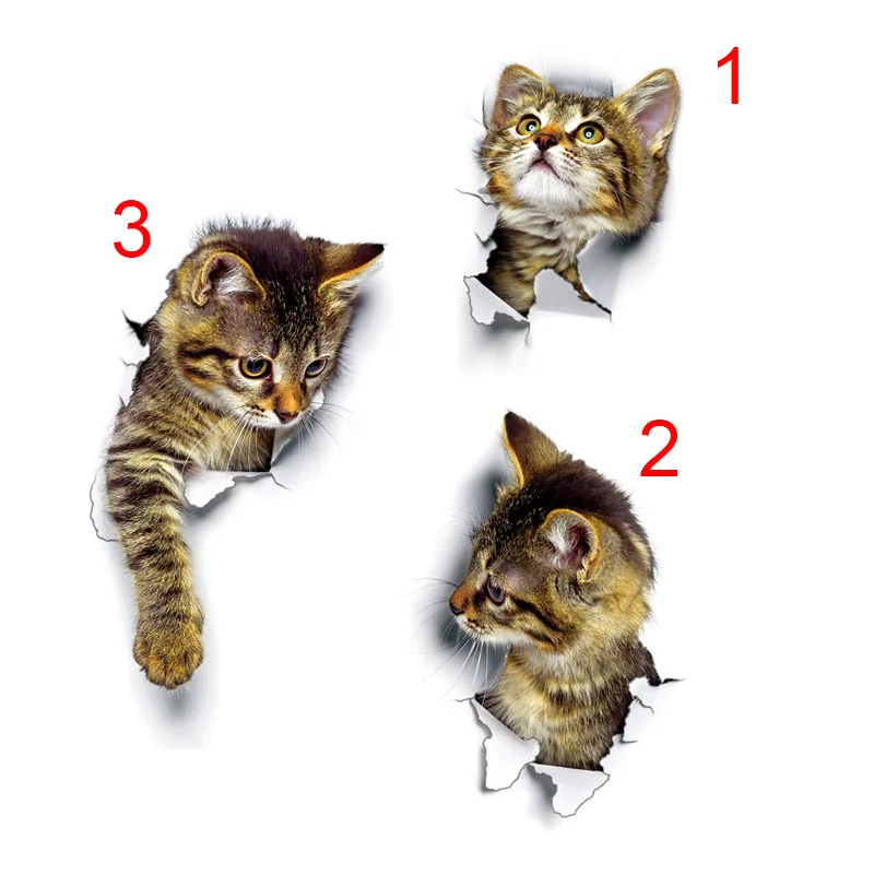 

New Hot Cute 3D Cat Wall Sticker Bathroom Toilet Living Room Home Decor Decal Background PVC Wall Stickers SMD66