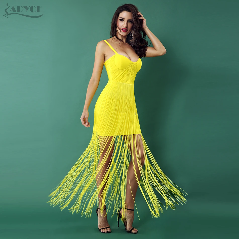 Adyce женское Бандажное платье Vestidos Verano 2019 новое летнее желтое Сексуальное