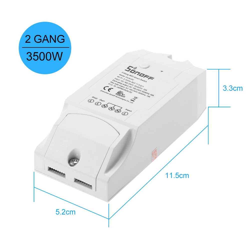 Умный выключатель SONOFF Dual ITEAD 10 шт./Лот двухканальный Wi Fi переключатель для Alexa Google