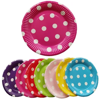 

1000pcs 7 Inch Disposable Plate Multi-color Dot Birthday Party Paper Plate Eco-friendly Cake Fruit Tray Picnic Snack Dishes
