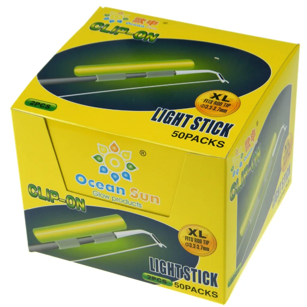 

100Pcs Fishing Glow Sticks Clip On Fishing Pole Rod Tip M L XL Green Fluorescent Tube Luminous Light Stick Night Fishing Tackle