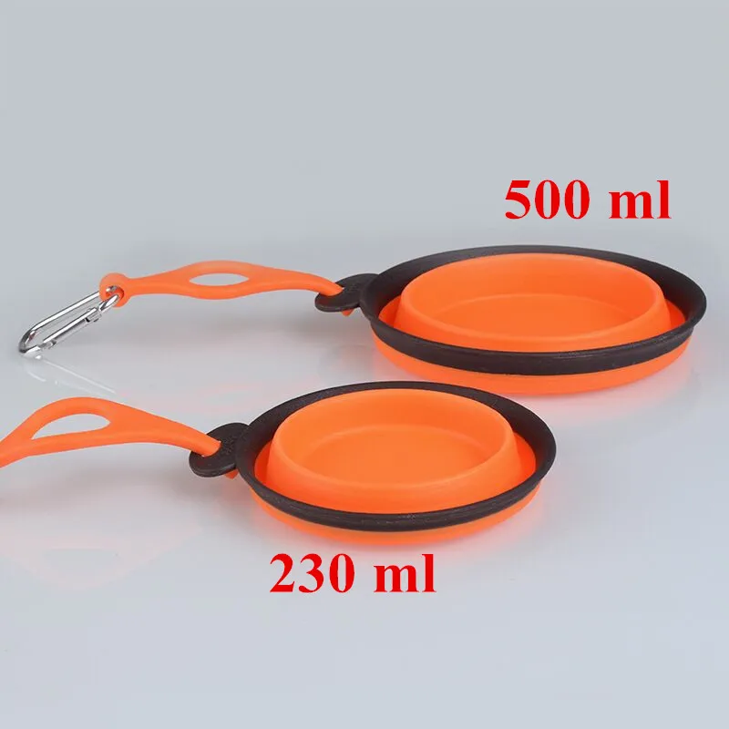 

500ml pet bowl small pet bowls silicone Bowl folding portable dog bowls E06