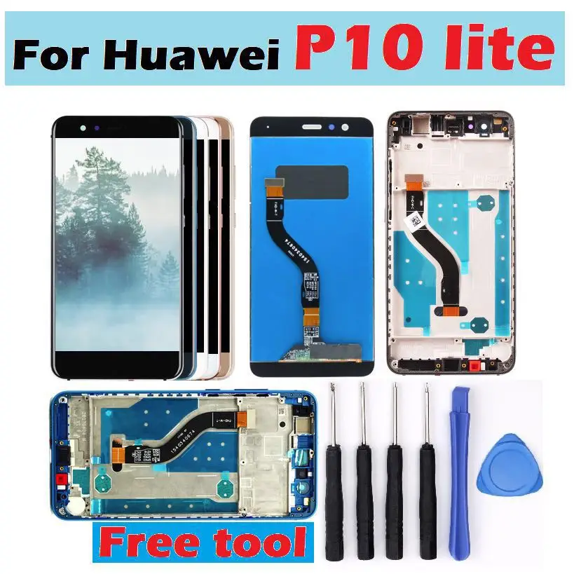 Для Huawei P10 Lite ЖК экран с рамкой дисплей проверенный сенсорный Замена для WAS LX2J