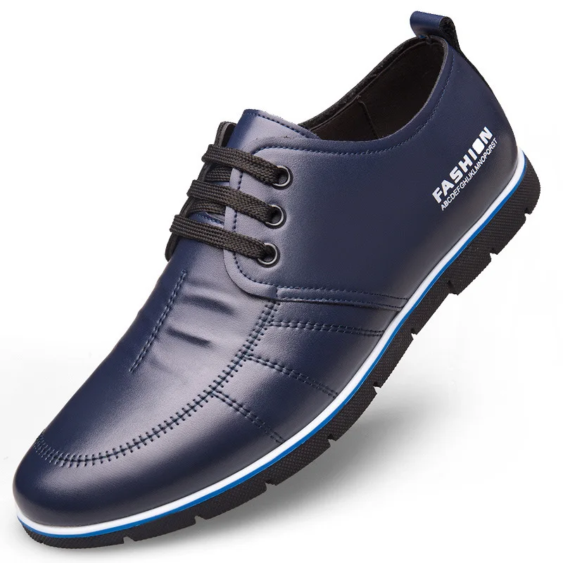 Брендовая мужская обувь; английский тренд; Повседневная обувь для отдыха; кожаная обувь; дышащие мужские лоферы; мужская обувь на плоской подошве - Цвет: Blue