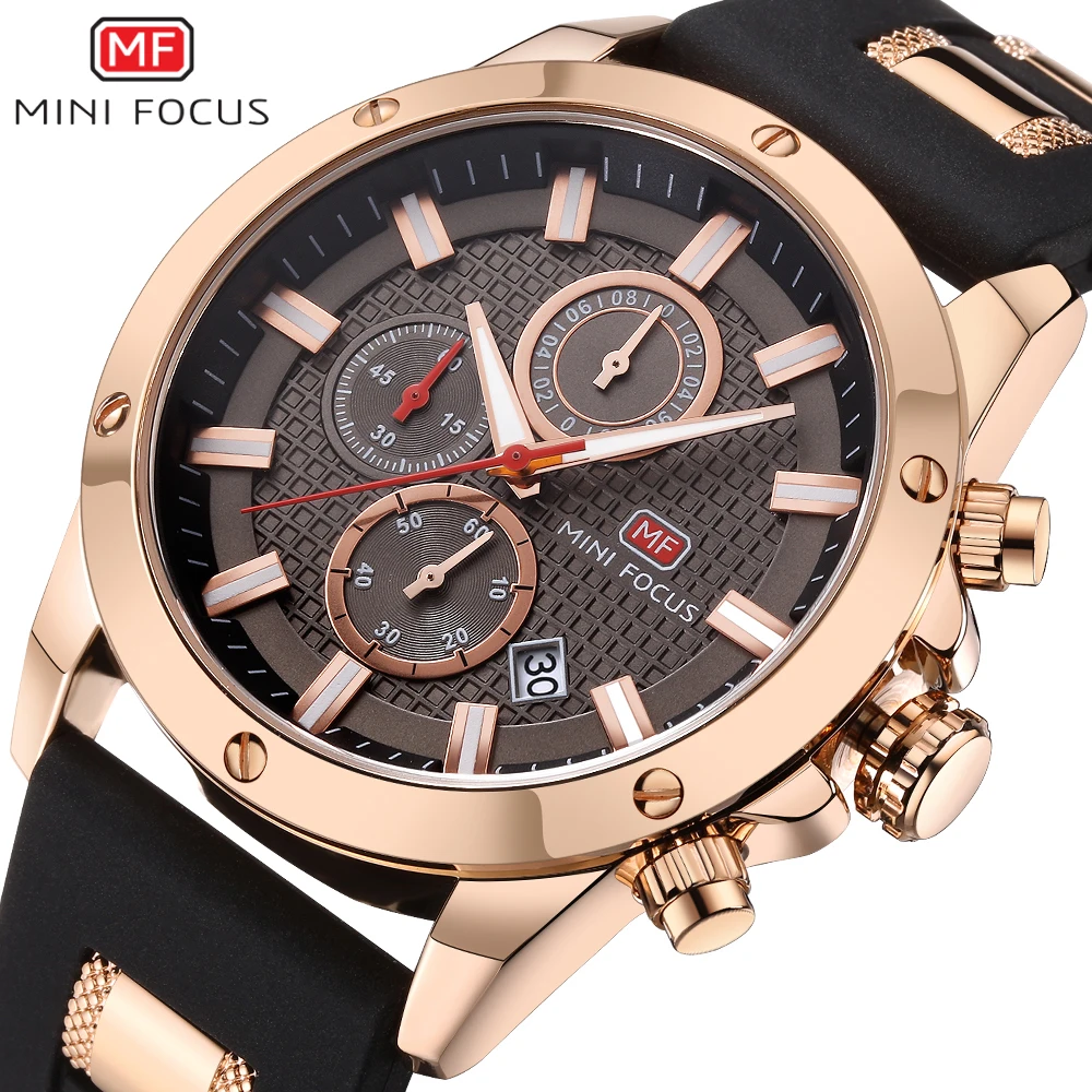 

MINI FOCUS 2018 Fashion Quartz Man Watch Water-Proof Silicone Band Sports Style Watch Luminous Men Casual Wristwatch + Box
