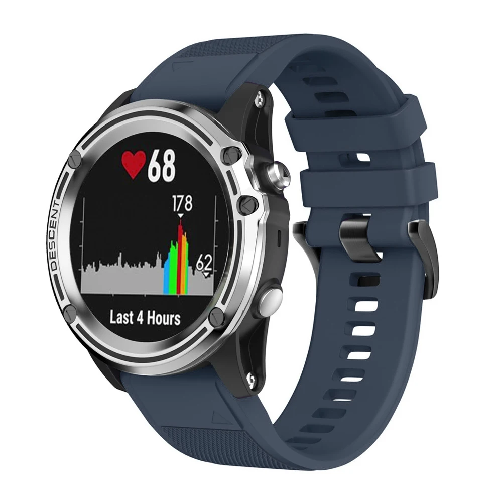 Силиконовый ремешок для часов Garmin Fenix 5/5Plus 15 цветов темно синий/армейский