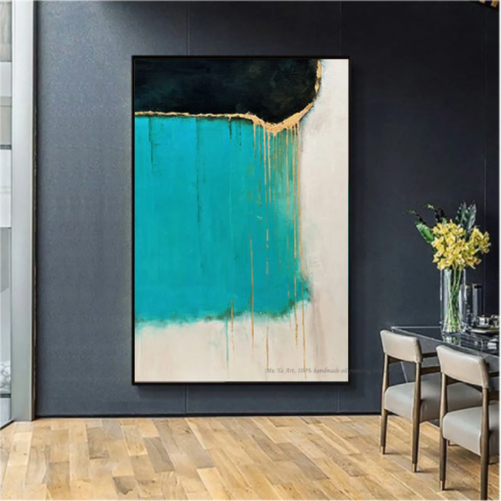 

Handmade Abstract painting blue canvas wall art pictures wall paintings for living room large pinturas al oleo modernas decor