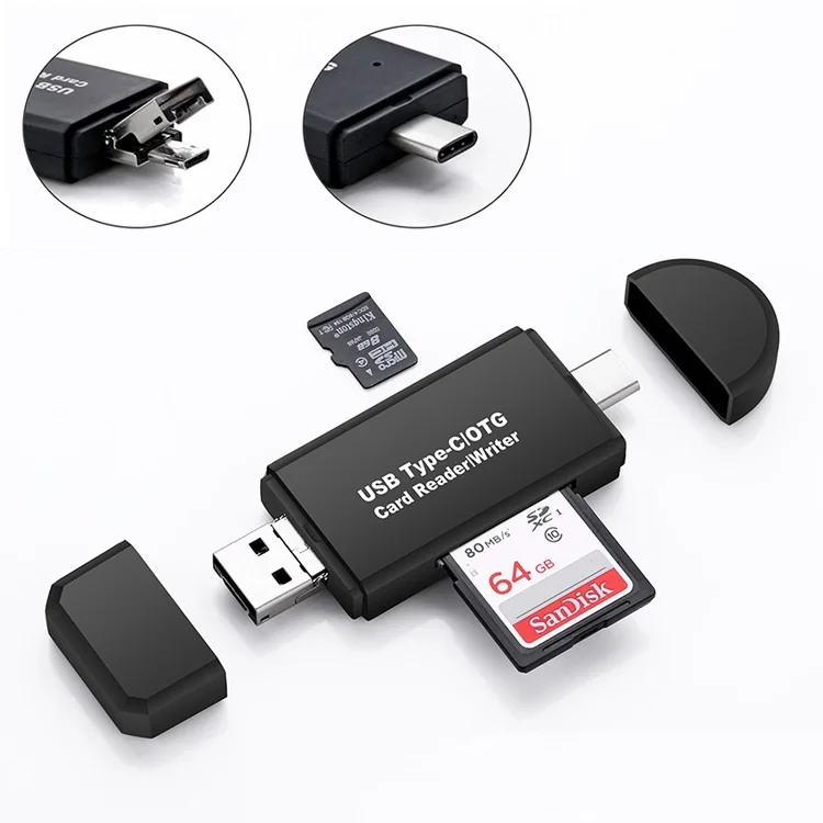 3 в 1 OTG кардридер type C, micro USB и USB высокоскоростной USB2.0 Универсальный TF/SD для Android телефона Macbook ноутбук компьютер