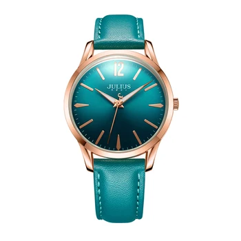 

Genuine Women's Fashion Caual Leather Quartz Round Colorful Watch Women Unique Winding Hand Wristwatch Clock Best Gift Lady Time