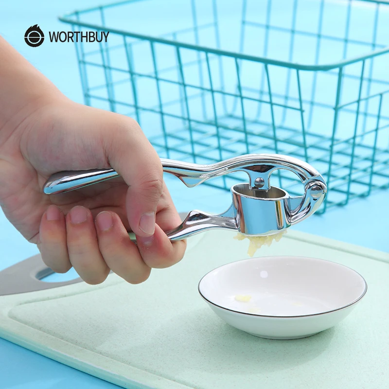 

WORTHBUY Zinc Alloy Garlic Press With Colorful Handle Garlic Crusher Ginger Slicer Chopper Kitchen Gadgets Vegetables Tools