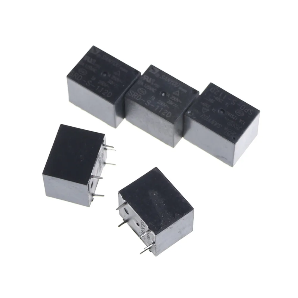 5 Pcs SRD-S-112D Mini Power Relay 12V DC Wholesale