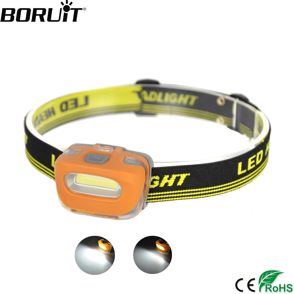 cheap BORUiT Powerful COB LED Mini Headlamp IPX4 Waterproof Headlight Fishing Hunting Flashlight Use AAA Battery Outdoor Head Torch