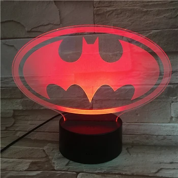 

Usb 3d Led Night Light Dc Justice League batman logo Cartoon Superhero Boys Child Kids Birthday Gifts Table Lamp Bedside