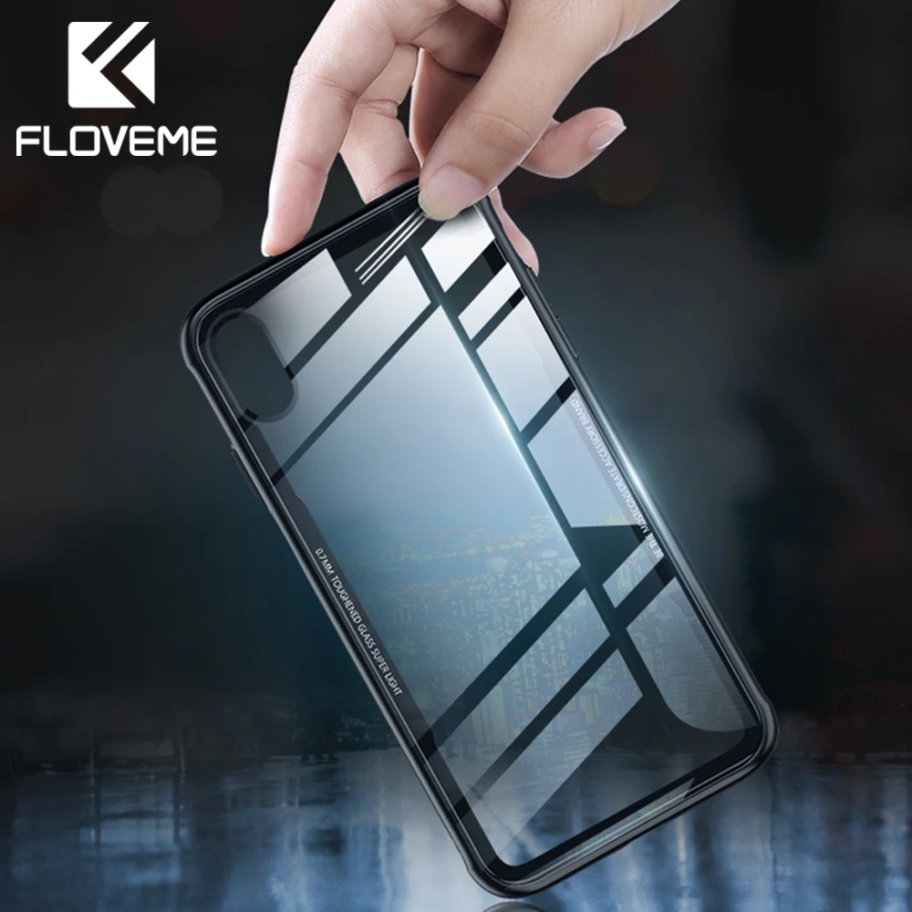 FLOVEME роскошный чехол из закаленного стекла для телефона iPhone XR XS Max прозрачный