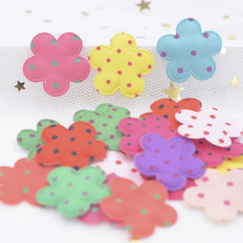 

120Pcs Mixed Colorful Polka Dot Cloth Fabric Felt Patches Flower Shaped Appliques for Clothes Stickers Ornament Card Making F75