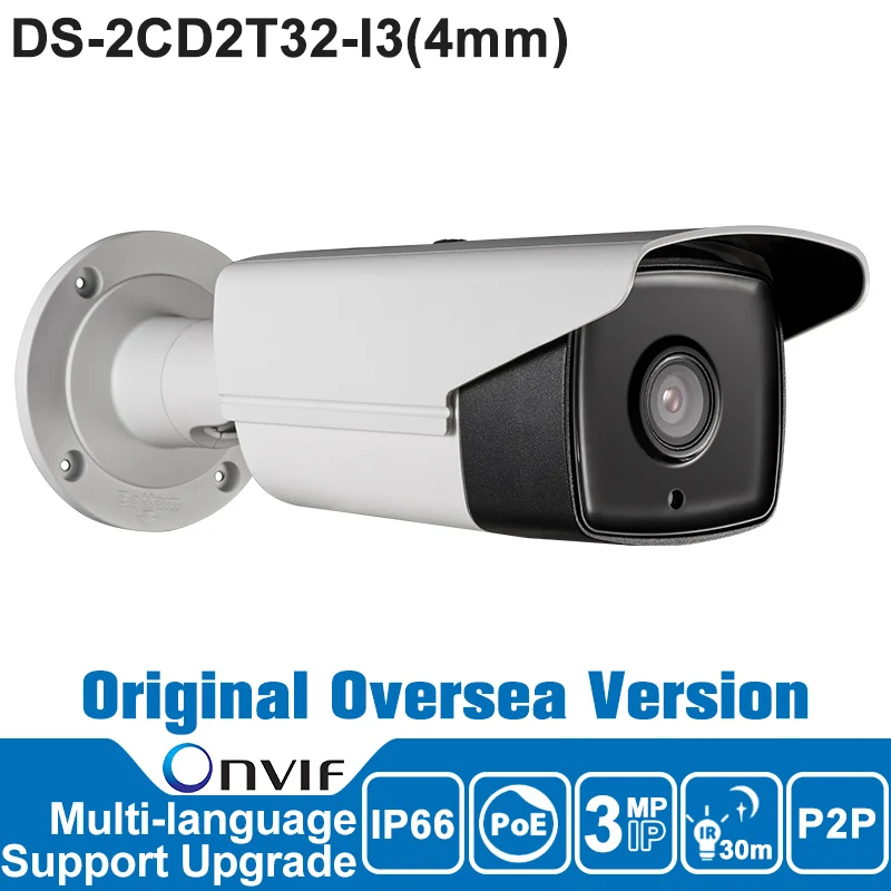 

HIK IP Camera 3MP 4mm DS-2CD2T32-I3 Oriangal Oversea Version IP Camera POE New EXIR Bullet Security Outdoor Camera