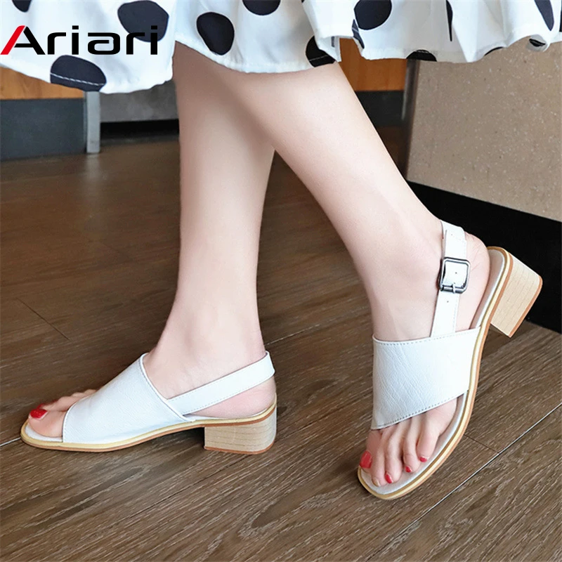 

Ariari 2019 Summer Square Heel Sandals Women Sandals Women Thick Heel Sandals Black White Yellow Peep Toe Party Ladies Sandals