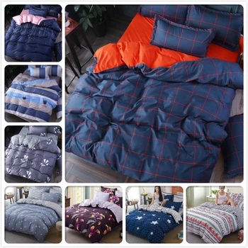 

Simple Style 3/4 pcs Bedding Set Soft Cotton Bed Linens Single Twin Full Double Queen King Size Duvet Cover Quilt Pillow Case 2m