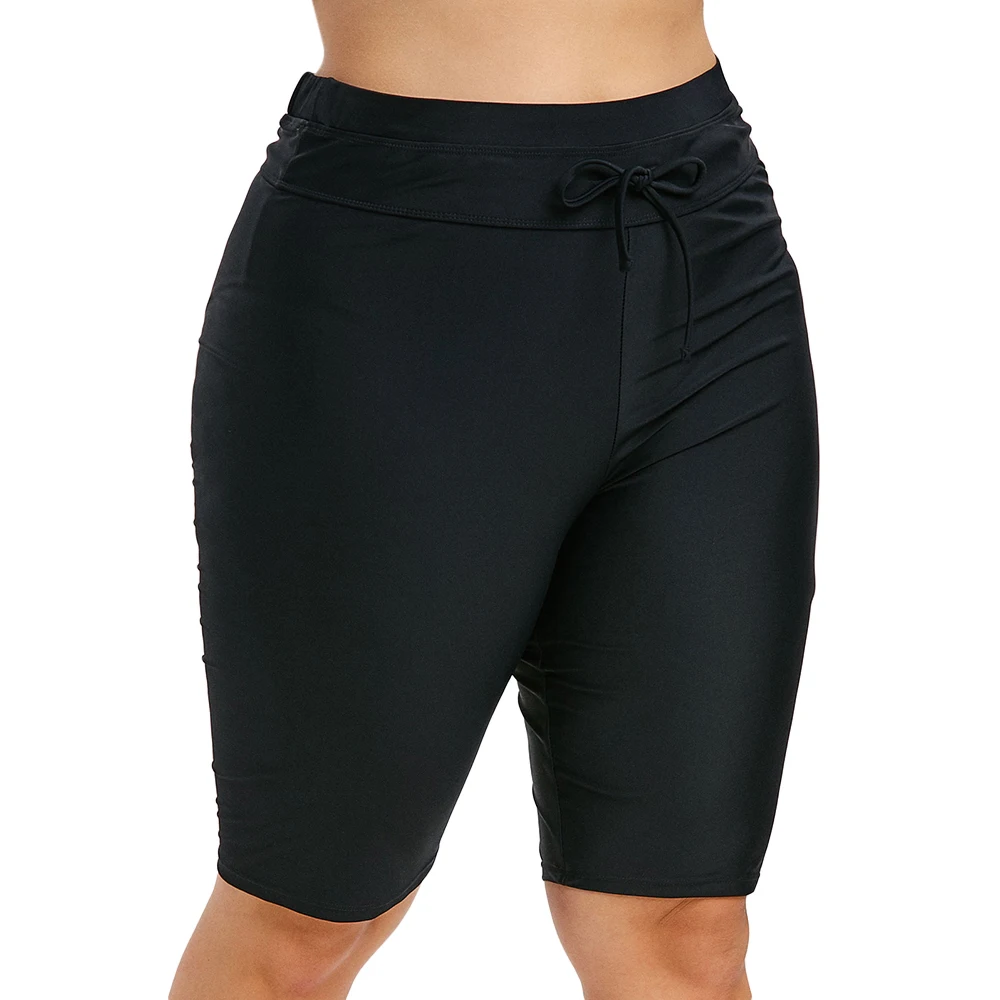 

ROSEGAL Plus Size Drawstring Knee Length Swim Pants High Waisted Solid Two-Pieces Separate Beach Shorts Women Swimwear Big Size