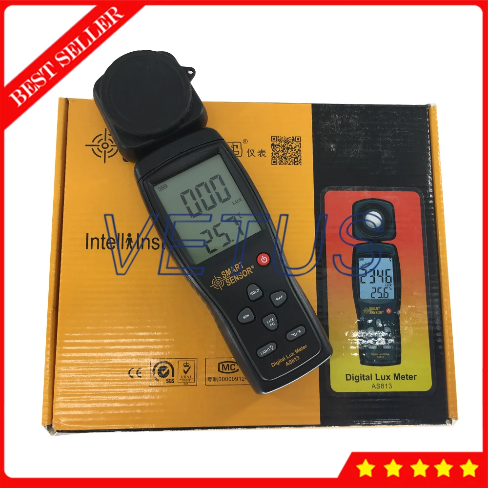 

AS813 Handheld Digital Luminometer Photometer with Light fastness tester photometer 1~100.000lux
