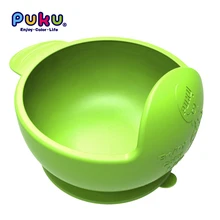 Puku Original Silicone Suction Bowl Arc-shaped Design Baby Tableware Feeding Plate for Children Ordinary and Temperature Sensing