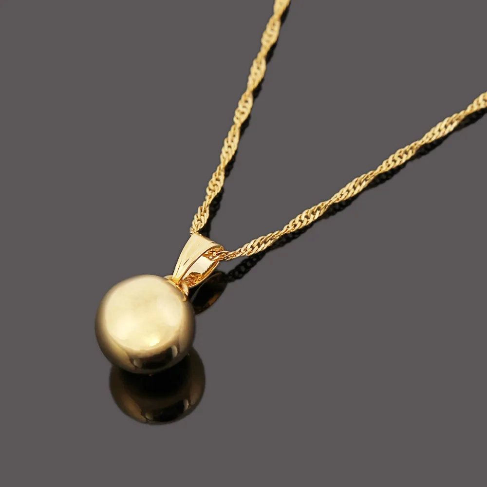 Bangrui, 12 мм, ожерелье с подвеской в виде шарика, 10 мм, серьги в виде шарика, ювелирное изделие, хорошее золото, женские вечерние ювелирные изделия, лучшие подарки, joias ouro mujer