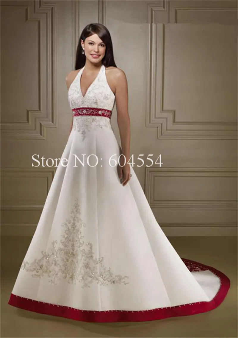 Custom Made Vestido De Noiva 2017 Ivory And Crimson Satin Custom Made Vestido De Noiva 2017 Ivory And Crimson Satin Embroidery Beading A Line Wedding Dress Casamento In Dresses From Weddings