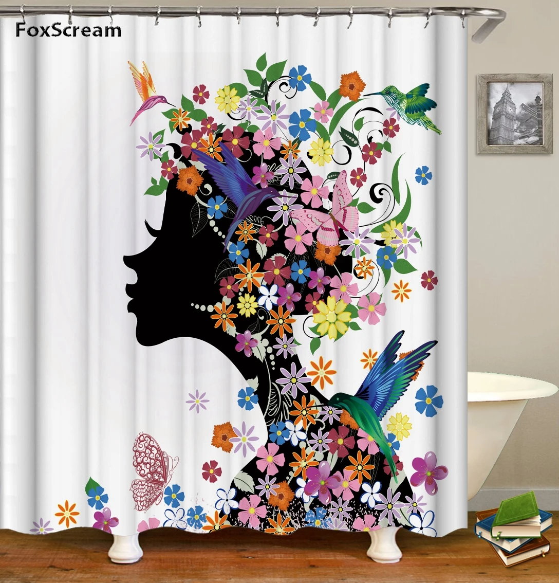 الأزهار دش الستائر زهرة فراشة للماء ستارة حمام الحمام الستار دش الستار هوكس للحمام الديكور