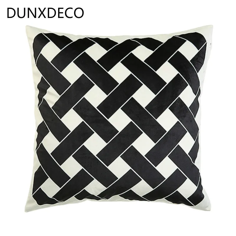 

DDUNXDECO Cushion Cover Decorative Pillow Case Soft Modern Artistic Simple Geometric Velvet Coussin Home Office Sofa Decoration