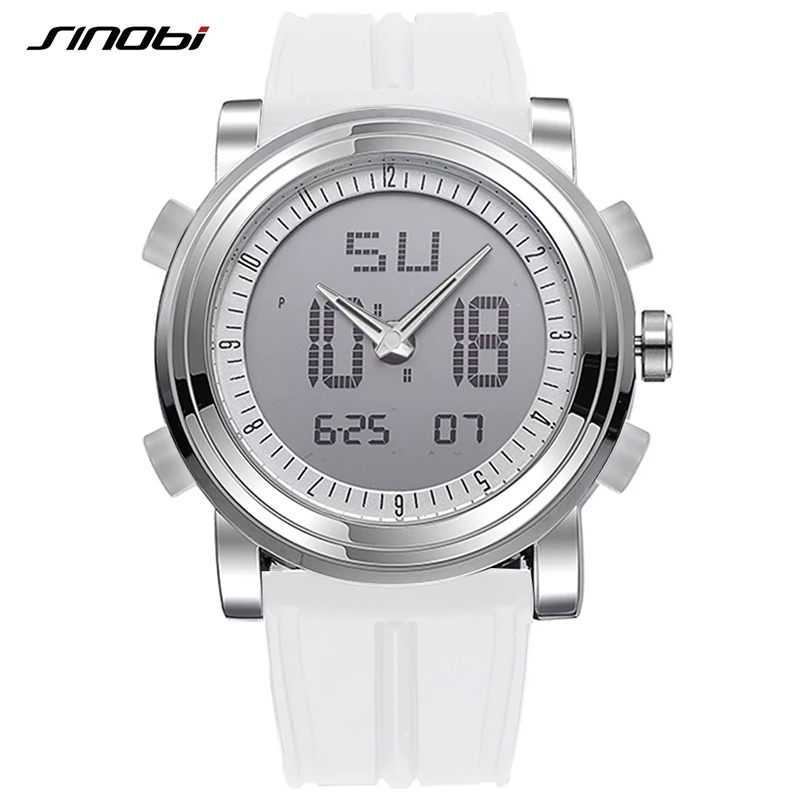 Goede SINOBI Sport Horloges Mannen Vrouwen Dual Display Analoge Digitale LED Elektronische Quartz Horloges Mannen reloj Waterdichte Wekker