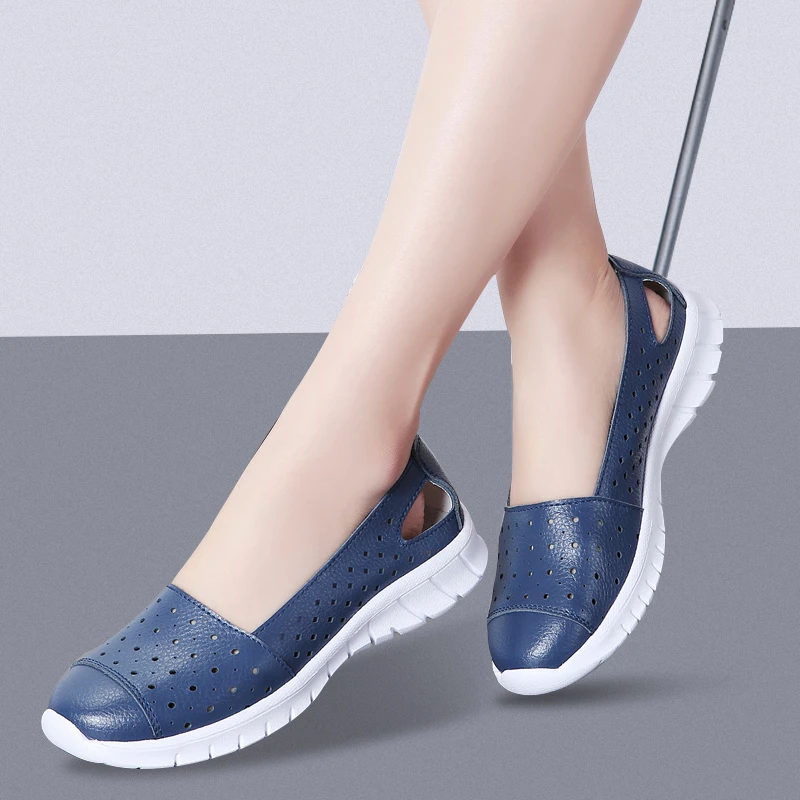 ladies blue slip on shoes