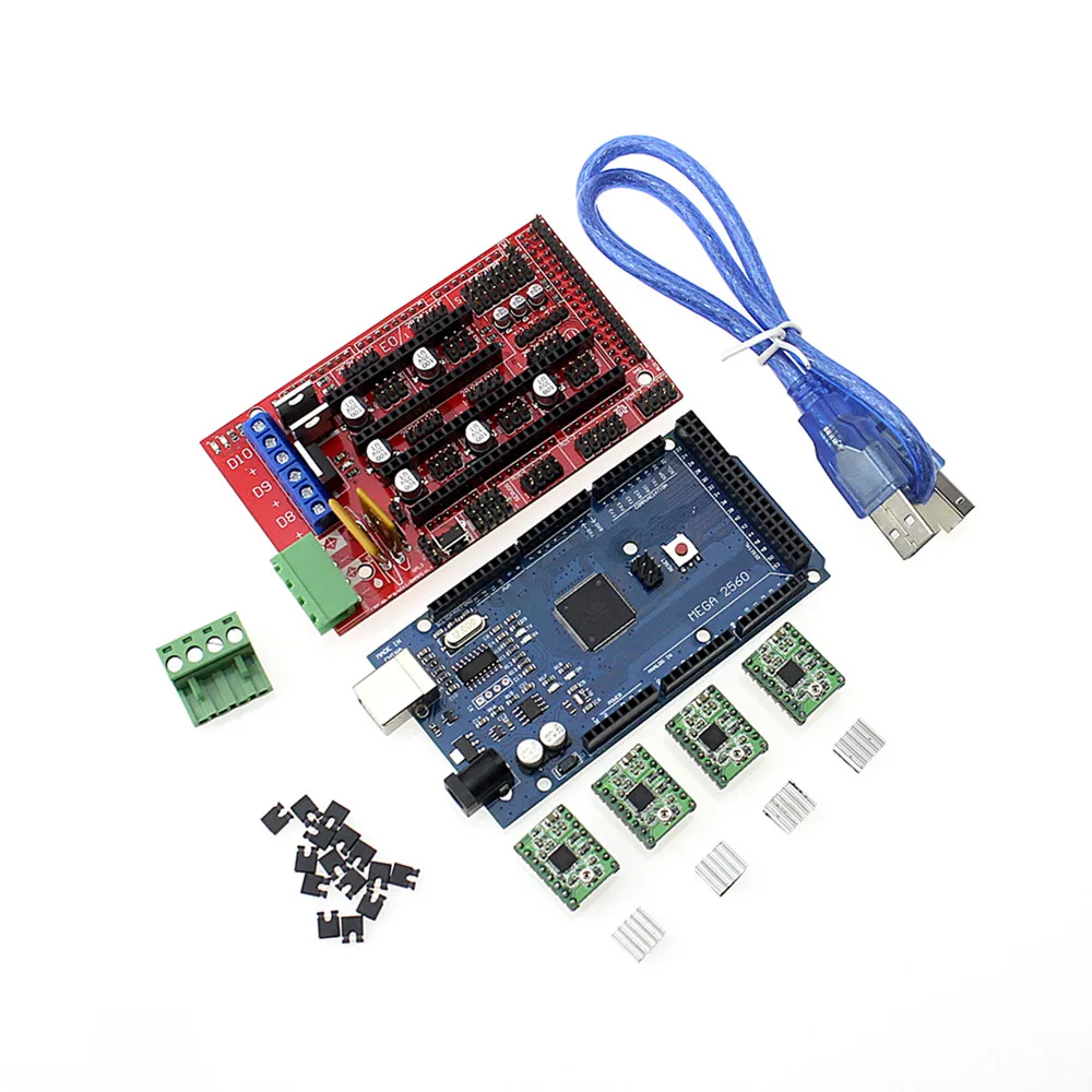 Mega 2560 R3 + 1pcs RAMPS 1.4 Controller + 4Pcs A4988 Stepper Driver Module RAMPS 1.4 KIT for 3D Printer kit Reprap MendelPrusa