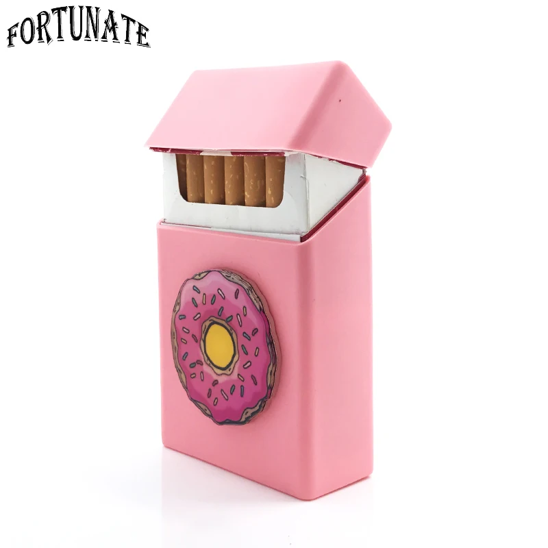 Donuts Badge Pink Silicone Cigarette Box Cigarette Case Cover Smoking