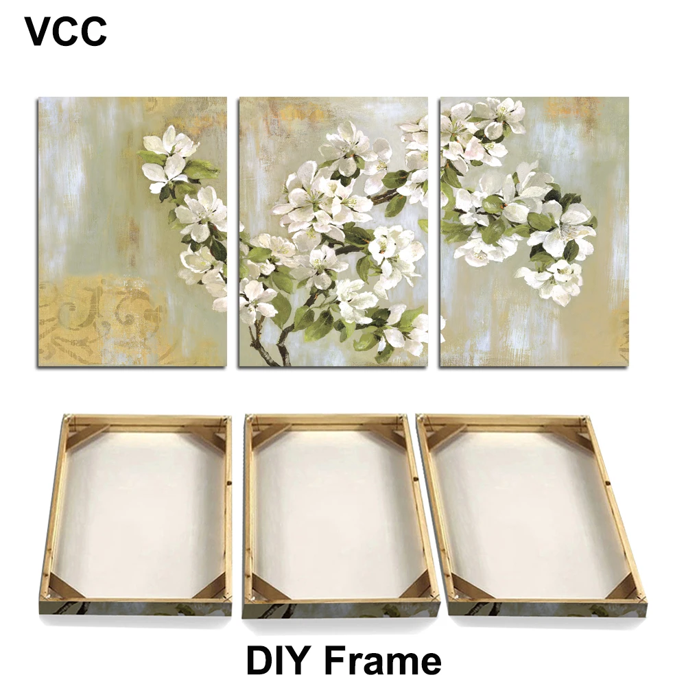 

Canvas Painting Natural Wooden DIY Frame With Painting Flower Wall Pictures For Living Room,DIY Assembly Decorative Painting