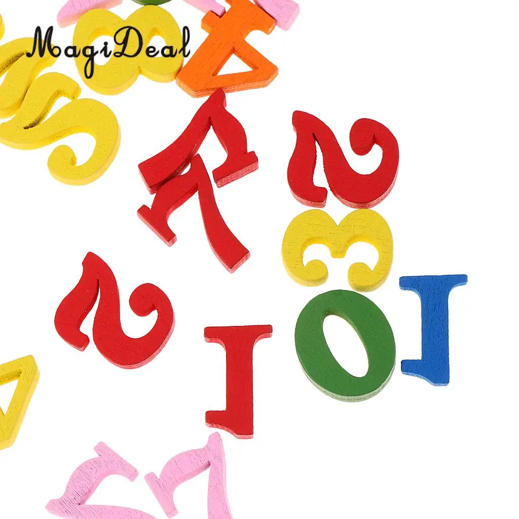 100 Pieces Small Wooden Numbers 0 to 9 Number for DIY Wood Decor Crafts Kindergarten Primary School Math Mathematics Child Toys
