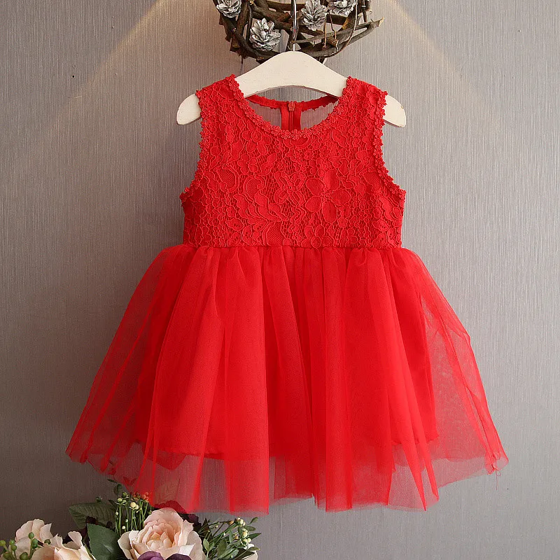 2017 summer new baby baptism dress girl Korean lace stitching girl