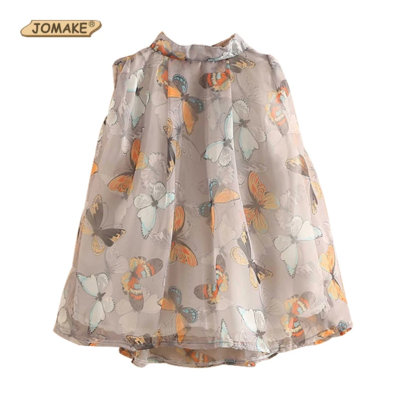 

Butterfly Printed Girls Blouses & Shirts 2018 Summer Fashion Brand Children's Clothing Teenagers Girls Clothes Chiffon Kids Tops