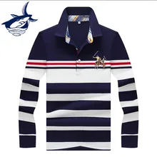 Мужская брендовая рубашка поло высокого качества Tace& Shark, мужская рубашка поло с длинным рукавом, 3D полосатая рубашка, рубашки поло