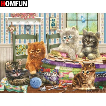 

HOMFUN Full Square/Round Drill 5D DIY Diamond Painting "Animal cat" 3D Diamond Embroidery Cross Stitch Home Decor A18702