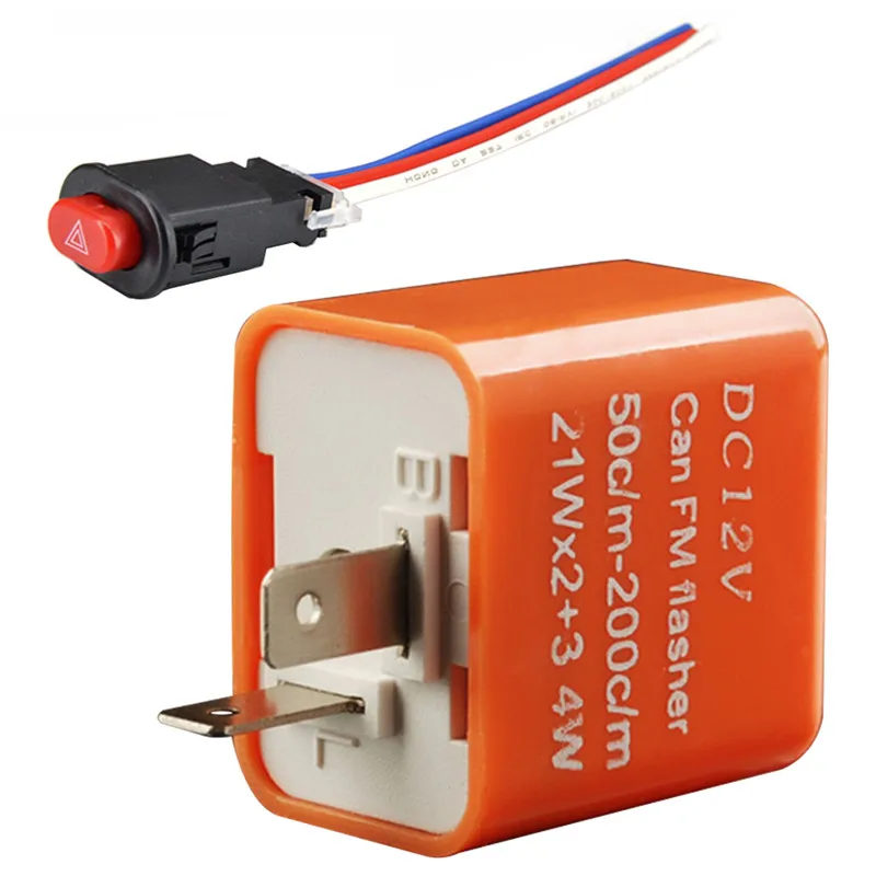 

12V 2 Pin Adjustable Frequency LED Flasher Relay Light Double Signal Switch Motorcycle Waterproof Universal Two-pin Flash#297003