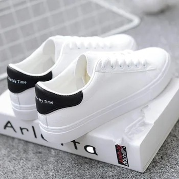 

2019 New Spring Tenis Feminino Lace-up White Shoes Woman Pu Leather Solid Hollow Female Shoes Casual Women Shoes Sneakers #1202