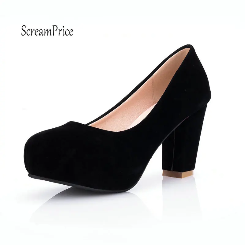 

Platform Mature Women Chunky High Heels Dress Office Spring Autumn Pumps Shoes 2018 New