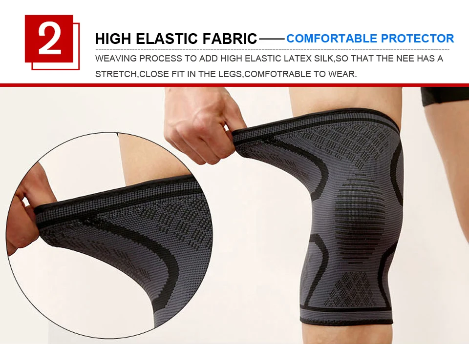 Fitness Running Cycling Knee Support Braces Elastic Nylon Sport Compression Knee Pad Sleeve uses high elastic fabric